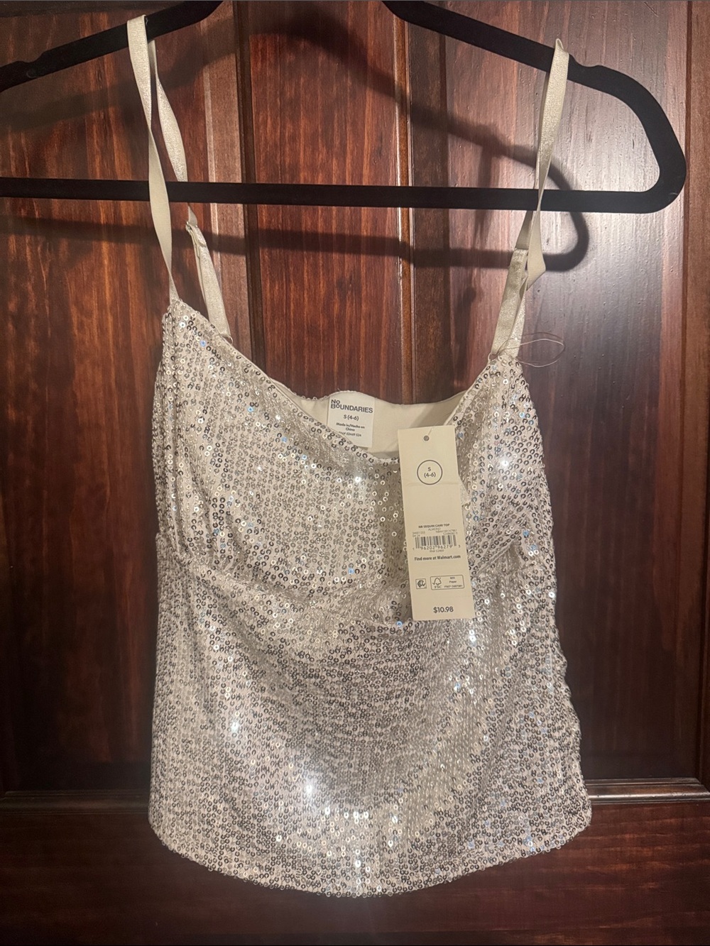 Sequin Cami Tank Top - gold